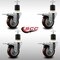 Service Caster 3.5'' SS Maroon Poly Swivel 1-7/8'' Expanding Stem Caster Set Total Lock Brake, 4PK SCC-SSEXTTL20S3514-PPUB-MRN-178-4 - alternate 2